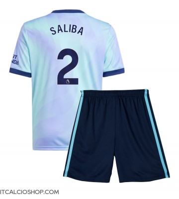 Arsenal William Saliba #2 Terza Maglia Bambino 2024-25 Manica Corta (+ Pantaloni corti)